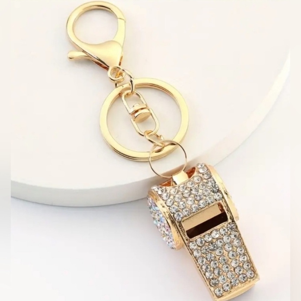 🍀5 for $25🍀 Functional Bedazzled Whistle Bag Charm/Key Chain